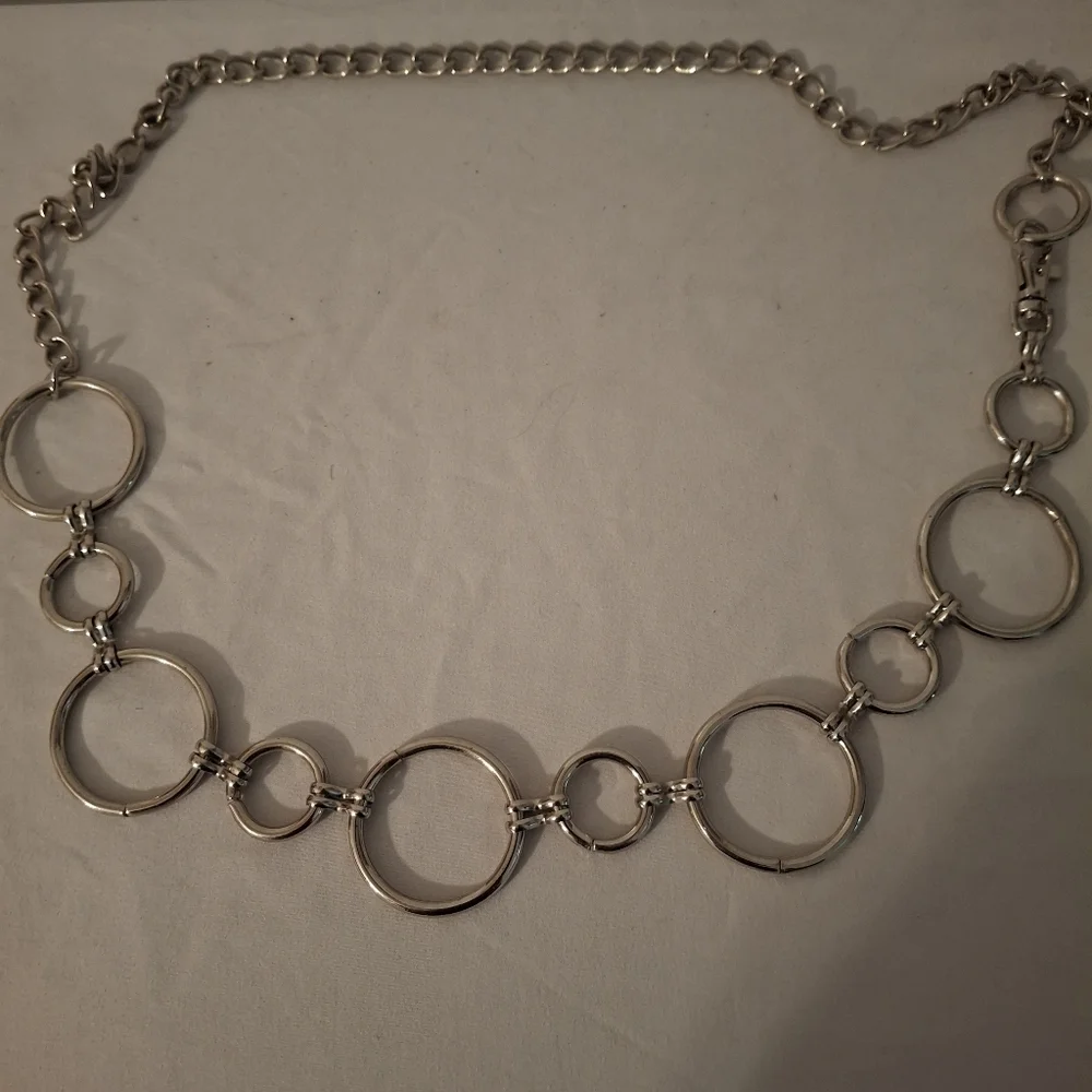 Silver Chain Link Girl's Belt With Large Hook Closure